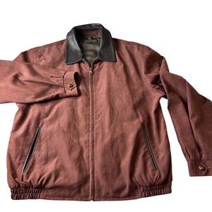 Robert Comstock Endurance Mens Jacket Size 44 Brown Leather Collar Zip Up